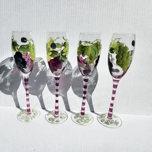 Hand Painted Champagne Wine Glasses